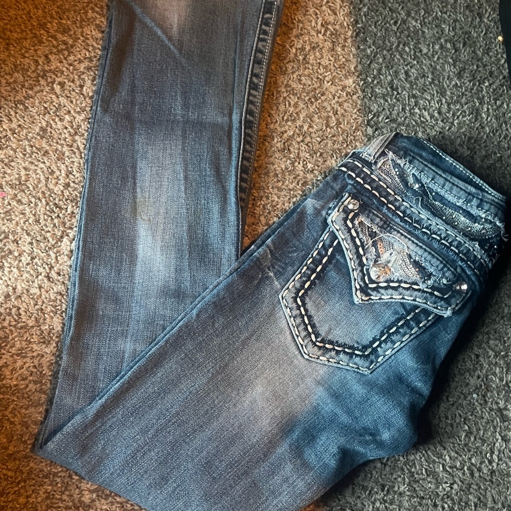 Miss Me Boot Cut Jeans with Embellished Pockets